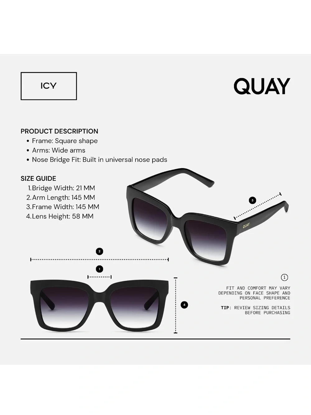 *NWT* QUAY Australia Icy Black Gradient Sunglasses